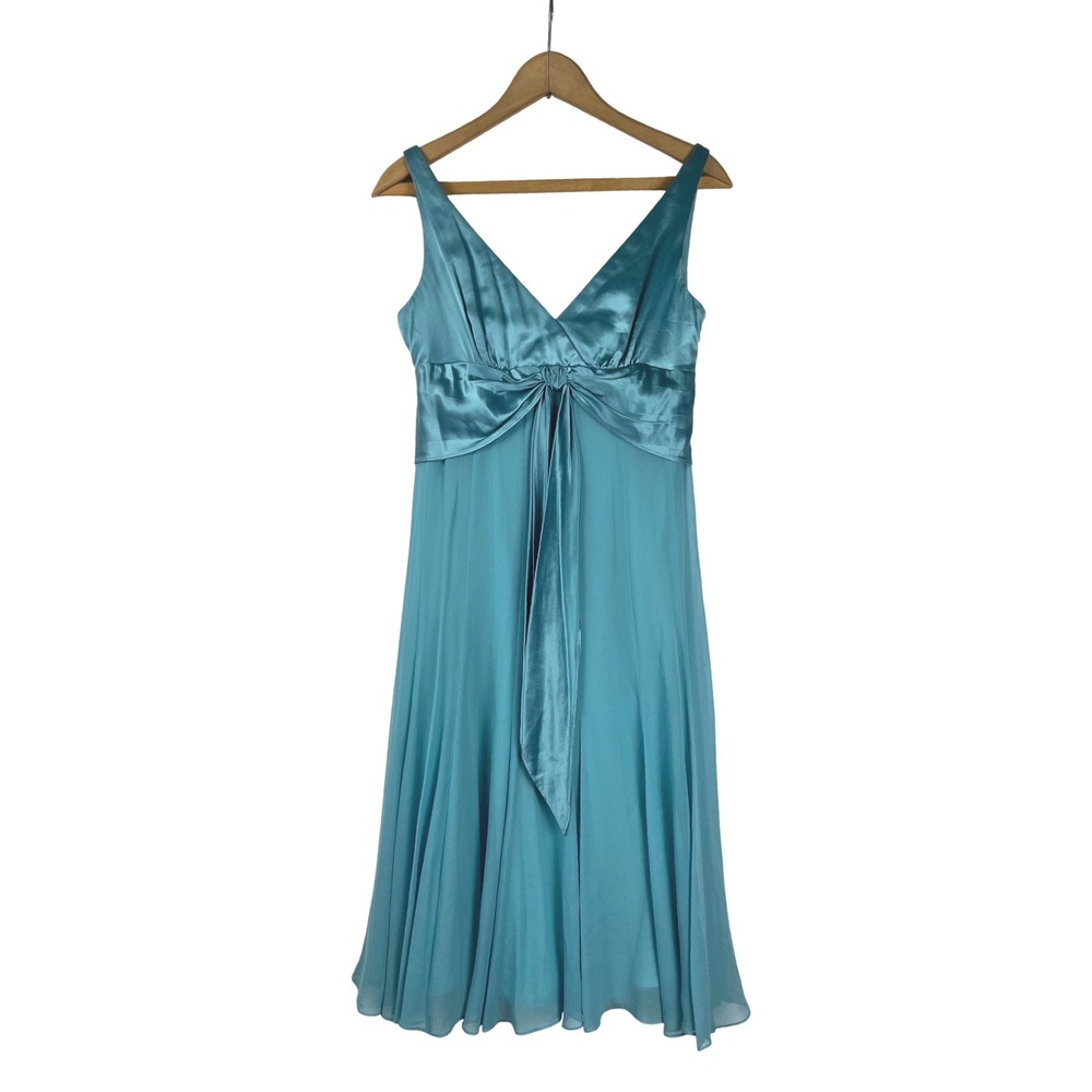 Maggy London 100% Silk Satin Chiffon Dress 4 Wedding Guest Ethereal Regencycore
